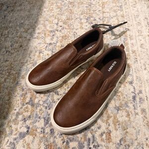Old Navy Brown Leather Slip on Sneakers
